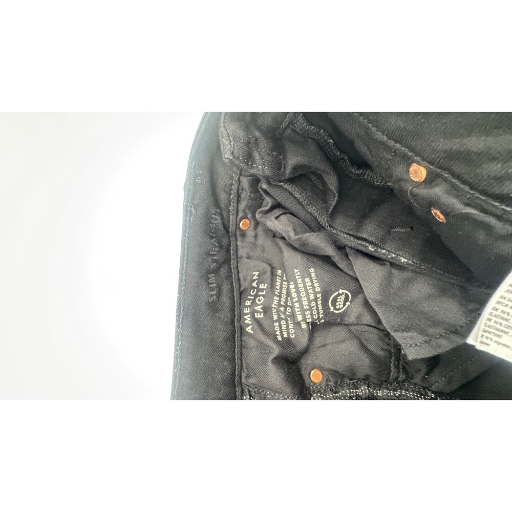 American Eagle Airflex+ Slim Straight Jeans Mens 32x34 Black Denim Pants - Picture 7 of 7